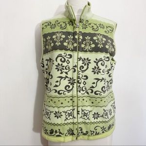 ALLISON DALEY zip front print fleece vest side pockets very soft MP